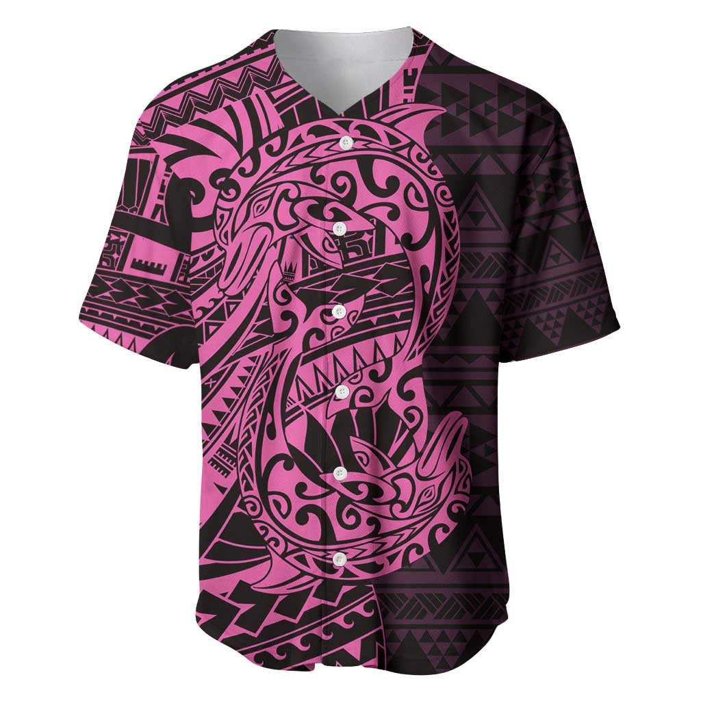 Pink Couple Dolphins Maori Polynesian Style Baseball Jersey LT9 Pink - Polynesian Pride