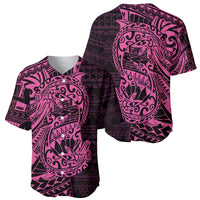 Pink Couple Dolphins Maori Polynesian Style Baseball Jersey LT9 - Polynesian Pride