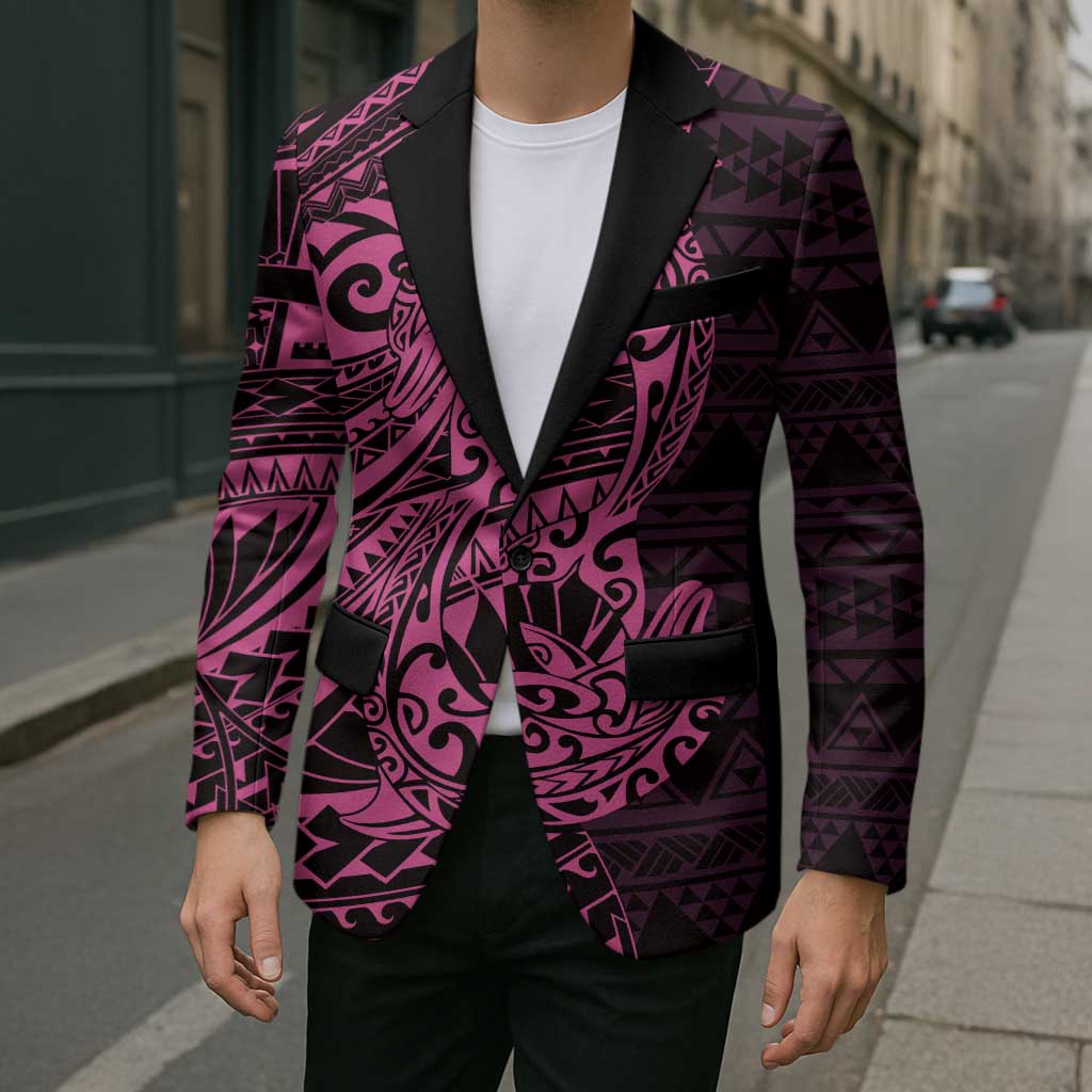 Pink Couple Dolphins Maori Polynesian Style Blazer - Polynesian Pride