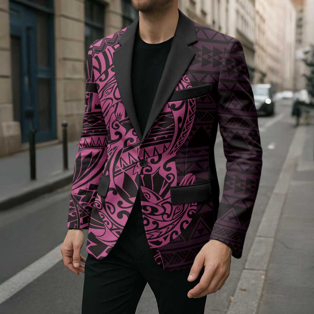 Pink Couple Dolphins Maori Polynesian Style Blazer - Polynesian Pride