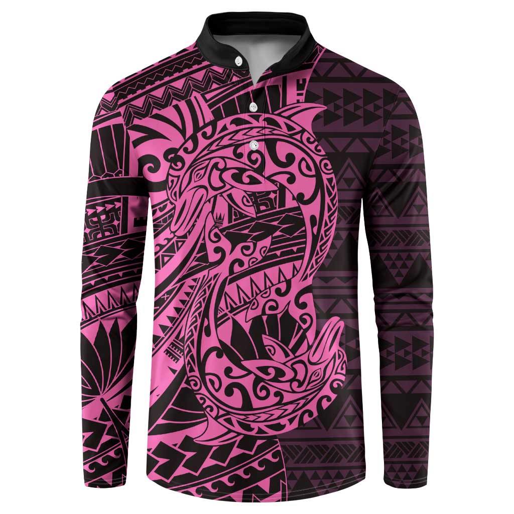 Pink Couple Dolphins Maori Polynesian Style Button Sweatshirt LT9 Pink - Polynesian Pride