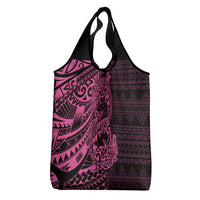 Pink Couple Dolphins Maori Polynesian Style Grocery Bag