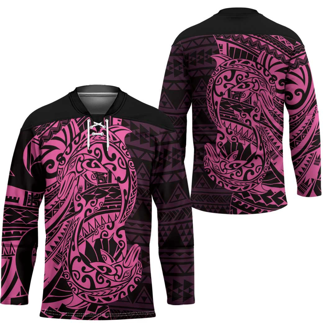 Pink Couple Dolphins Maori Polynesian Style Hockey Jersey - Polynesian Pride