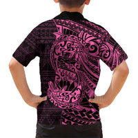 Pink Couple Dolphins Maori Polynesian Style Kid Hawaiian Shirt LT9 - Polynesian Pride