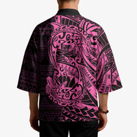 Pink Couple Dolphins Maori Polynesian Style Kimono - Polynesian Pride