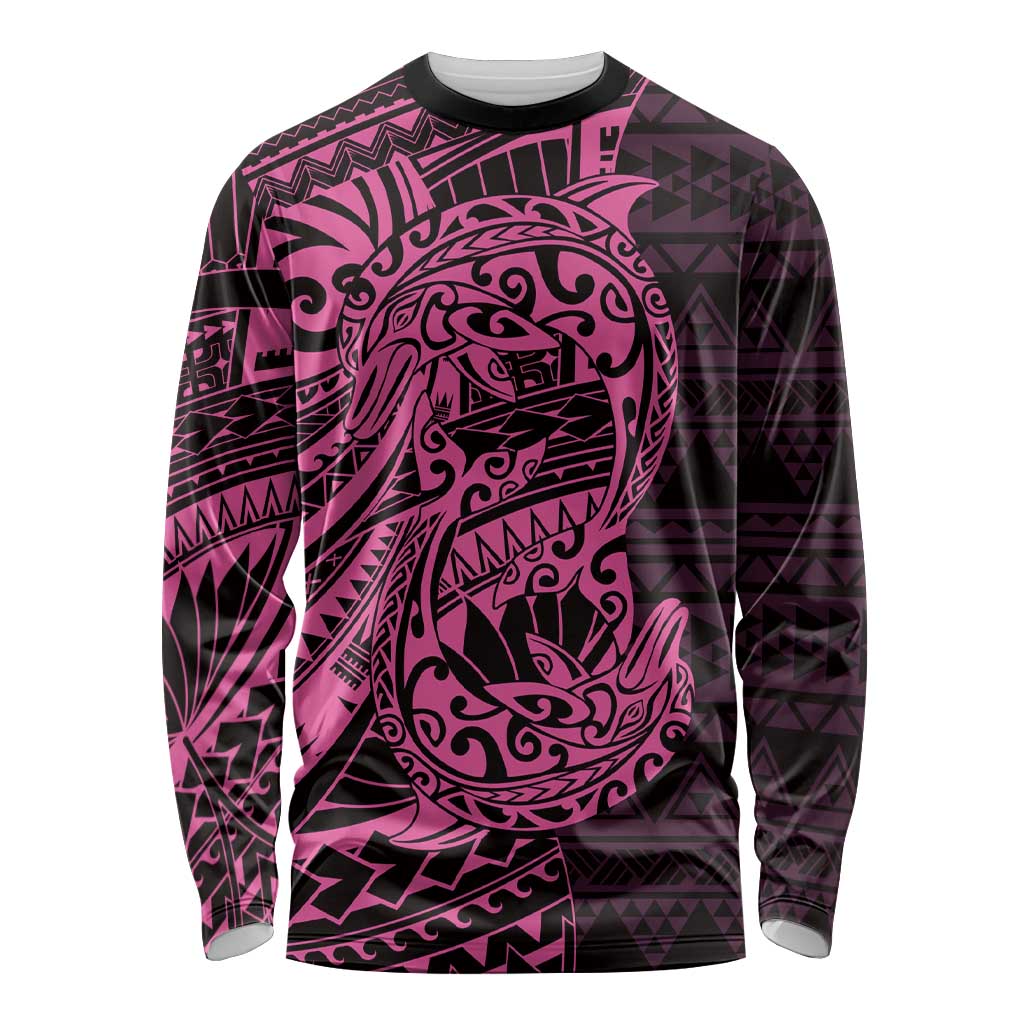 Pink Couple Dolphins Maori Polynesian Style Long Sleeve Shirt LT9 Unisex Pink - Polynesian Pride