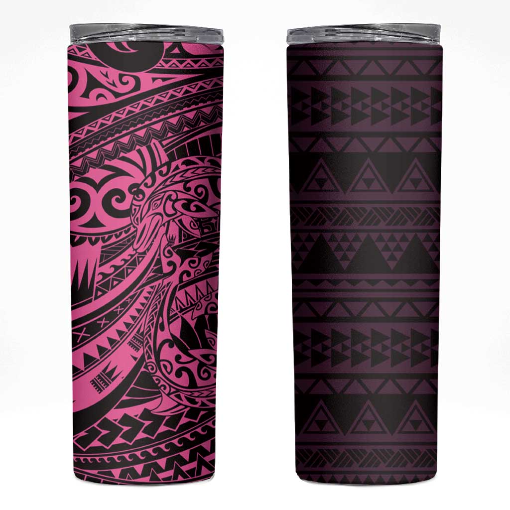 Pink Couple Dolphins Maori Polynesian Style Skinny Tumbler LT9 Pink - Polynesian Pride
