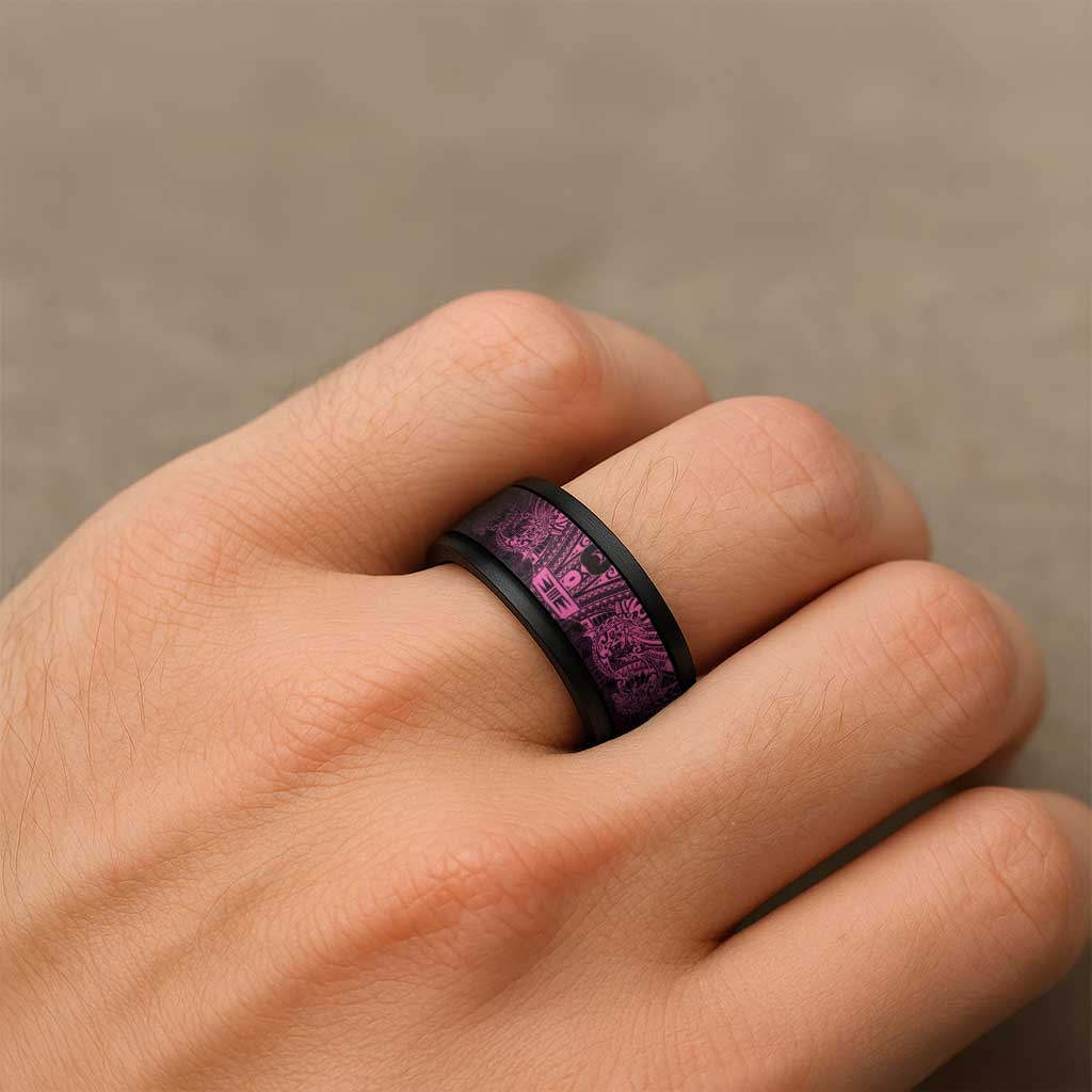 Pink Couple Dolphins Maori Polynesian Style Spinner Ring - Polynesian Pride