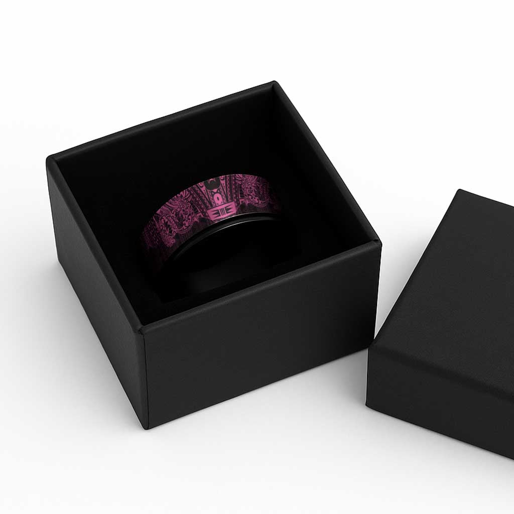 Pink Couple Dolphins Maori Polynesian Style Spinner Ring - Polynesian Pride