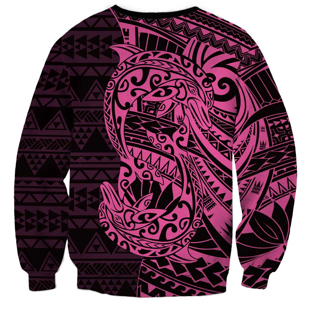 Pink Couple Dolphins Maori Polynesian Style Sweatshirt