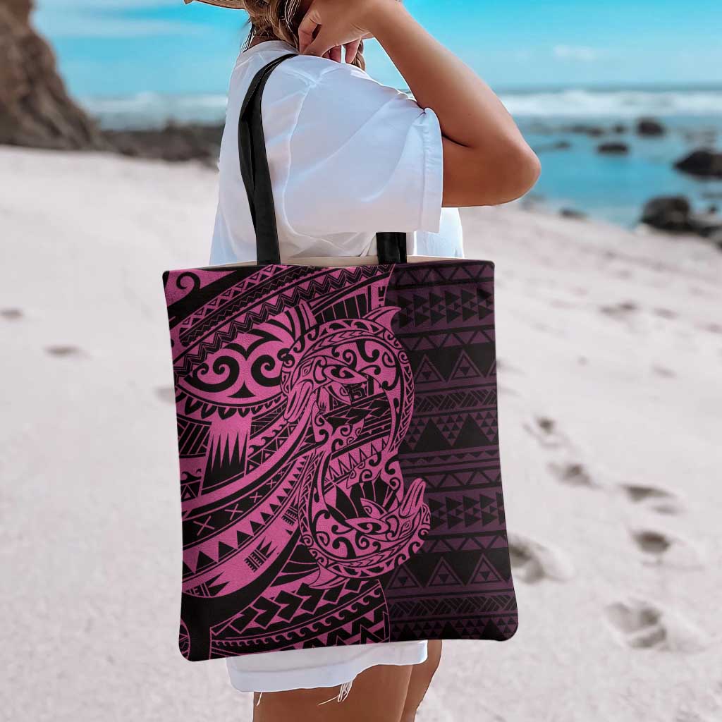 Pink Couple Dolphins Maori Polynesian Style Tote Bag - Polynesian Pride
