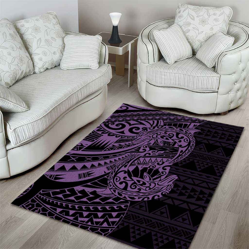 Purple Couple Dolphins Maori Polynesian Style Area Rug