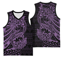 Purple Couple Dolphins Maori Polynesian Style Basketball Jersey - Polynesian Pride