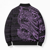 Purple Couple Dolphins Maori Polynesian Style Bomber Puffer Jacket - Polynesian Pride