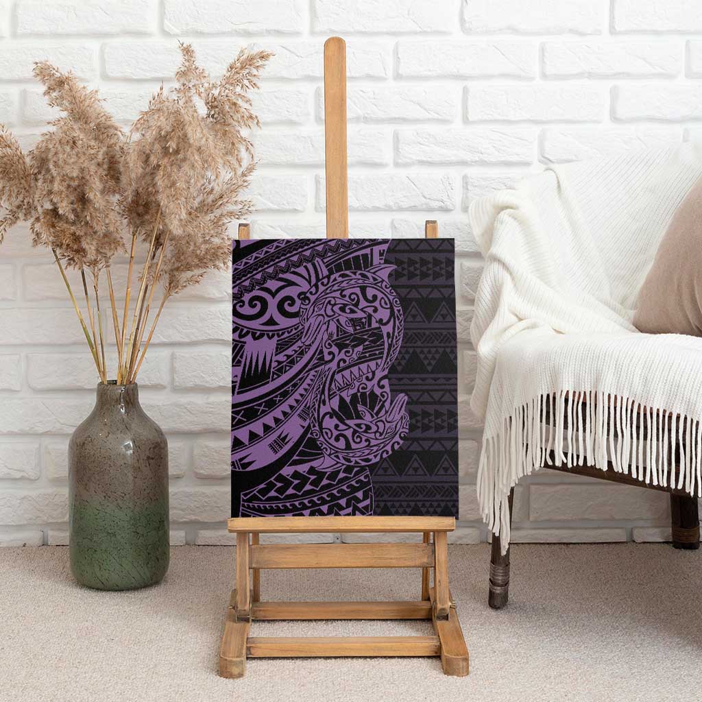 Purple Couple Dolphins Maori Polynesian Style Canvas Wall Art