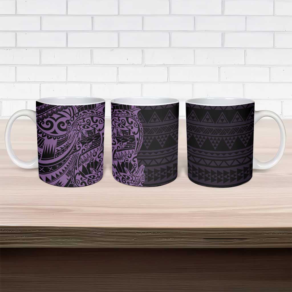 Purple Couple Dolphins Maori Polynesian Style Ceramic Mug - Polynesian Pride