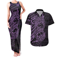 Purple Couple Dolphins Maori Polynesian Style Couples Matching Tank Maxi Dress and Hawaiian Shirt LT9 Purple - Polynesian Pride
