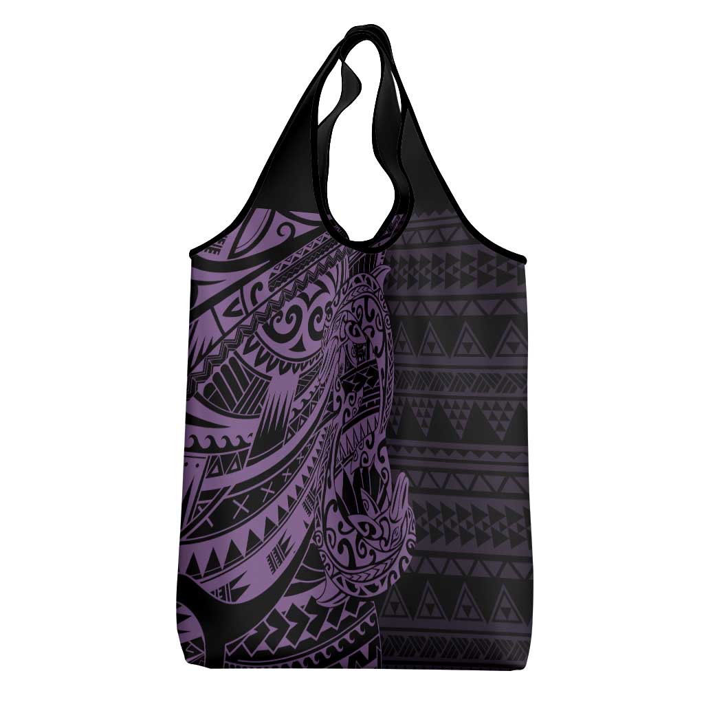 Purple Couple Dolphins Maori Polynesian Style Grocery Bag