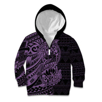 Purple Couple Dolphins Maori Polynesian Style Kid Hoodie