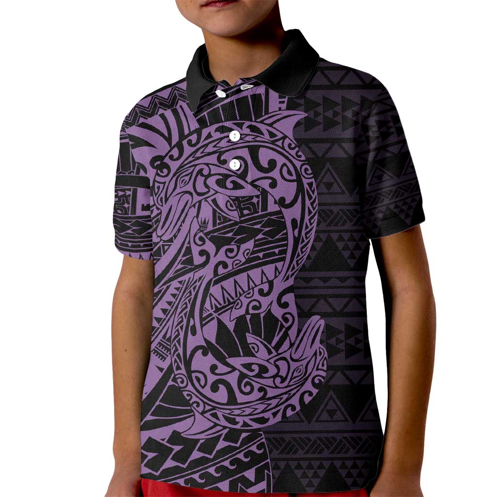 Purple Couple Dolphins Maori Polynesian Style Kid Polo Shirt LT9 Kid Purple - Polynesian Pride