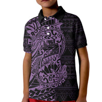 Purple Couple Dolphins Maori Polynesian Style Kid Polo Shirt LT9 Kid Purple - Polynesian Pride