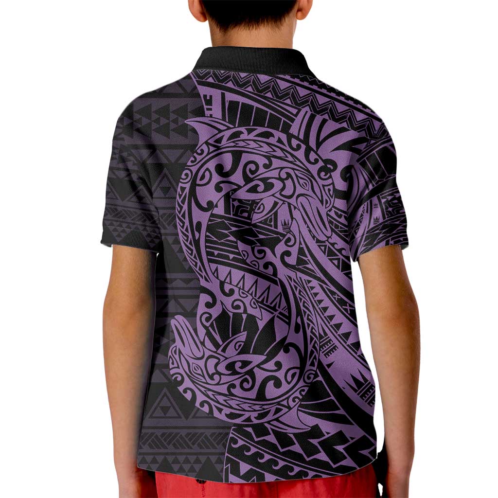 Purple Couple Dolphins Maori Polynesian Style Kid Polo Shirt LT9 - Polynesian Pride