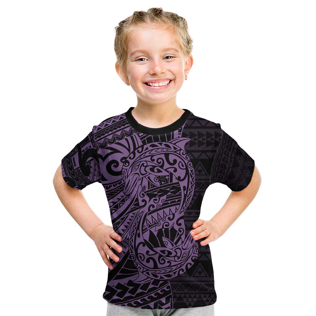 Purple Couple Dolphins Maori Polynesian Style Kid T Shirt LT9 Purple - Polynesian Pride