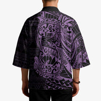 Purple Couple Dolphins Maori Polynesian Style Kimono - Polynesian Pride
