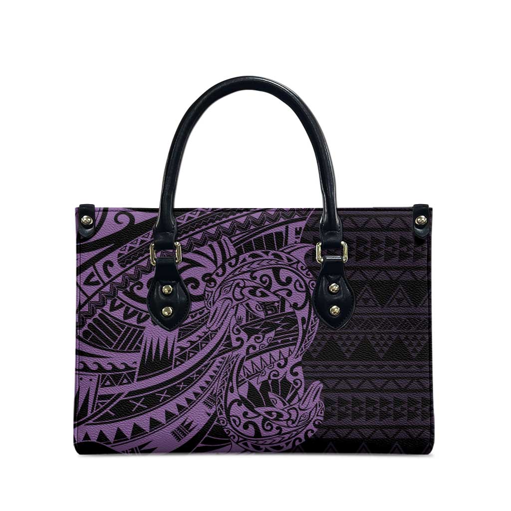 Purple Couple Dolphins Maori Polynesian Style Leather Bag - Polynesian Pride