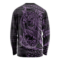 Purple Couple Dolphins Maori Polynesian Style Long Sleeve Shirt