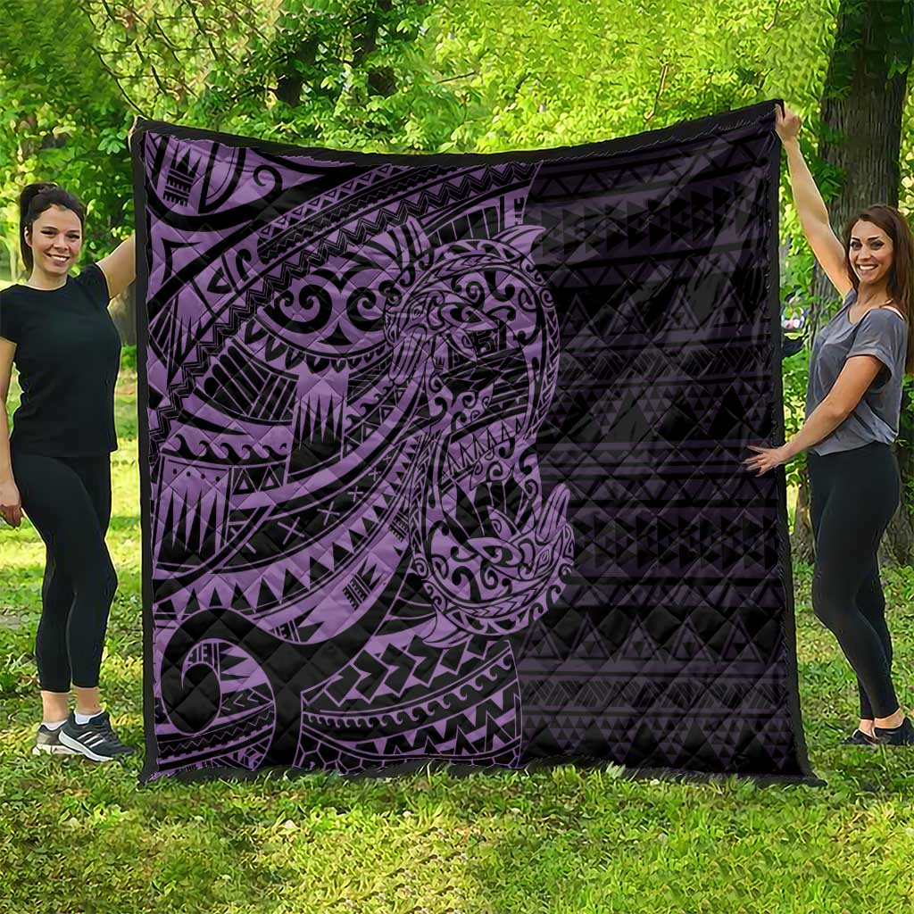Purple Couple Dolphins Maori Polynesian Style Quilt