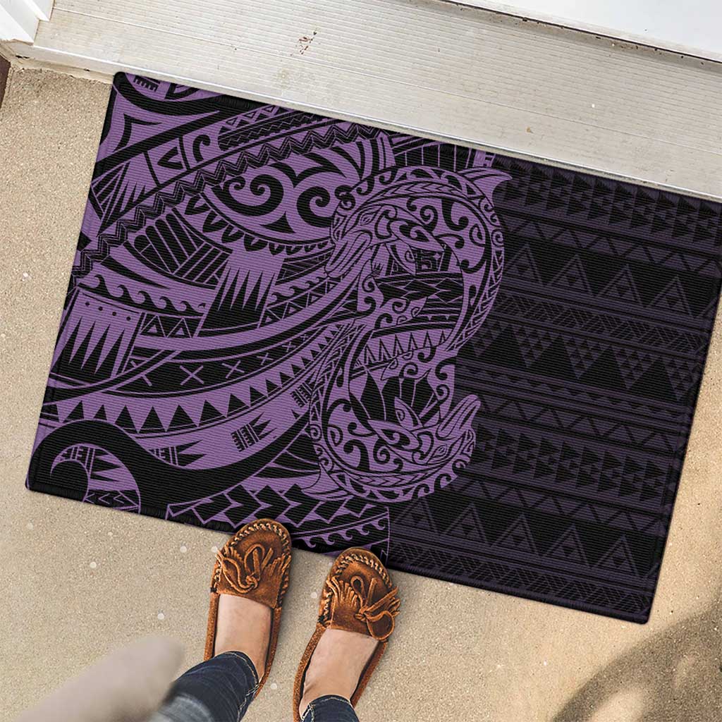 Purple Couple Dolphins Maori Polynesian Style Rubber Doormat LT9 - Polynesian Pride