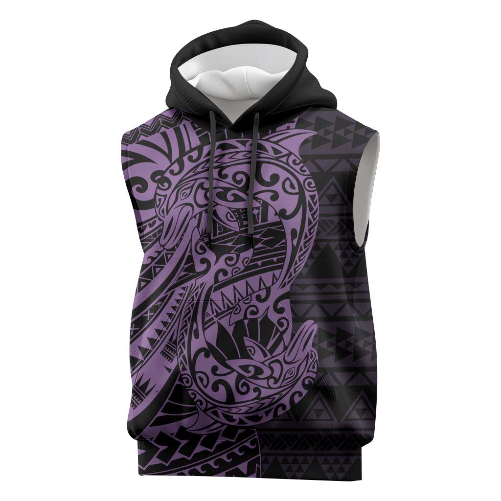 Purple Couple Dolphins Maori Polynesian Style Sleeveless Hoodie - Polynesian Pride
