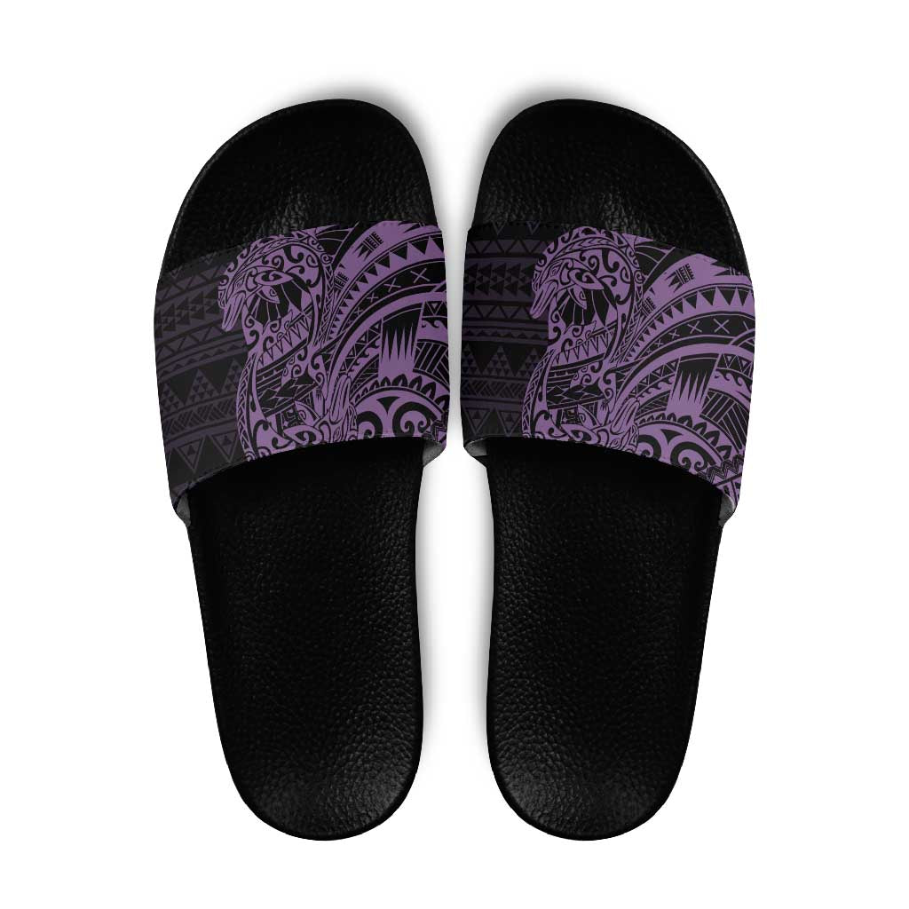 Purple Couple Dolphins Maori Polynesian Style Slide Sandals - Polynesian Pride