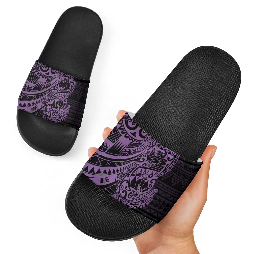 Purple Couple Dolphins Maori Polynesian Style Slide Sandals - Polynesian Pride