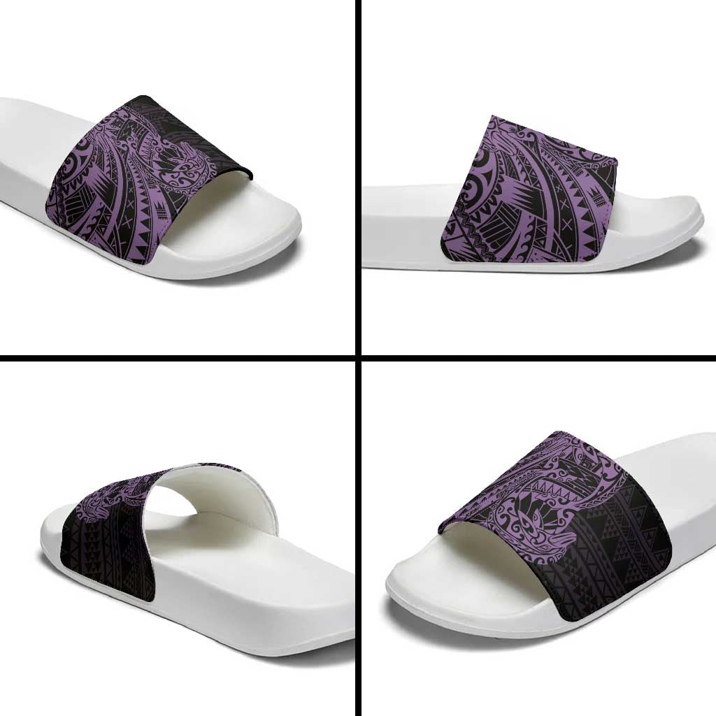 Purple Couple Dolphins Maori Polynesian Style Slide Sandals - Polynesian Pride