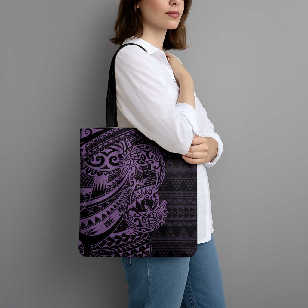 Purple Couple Dolphins Maori Polynesian Style Tote Bag - Polynesian Pride