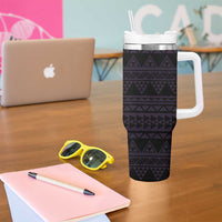 Purple Couple Dolphins Maori Polynesian Style Tumbler With Handle LT9 - Polynesian Pride