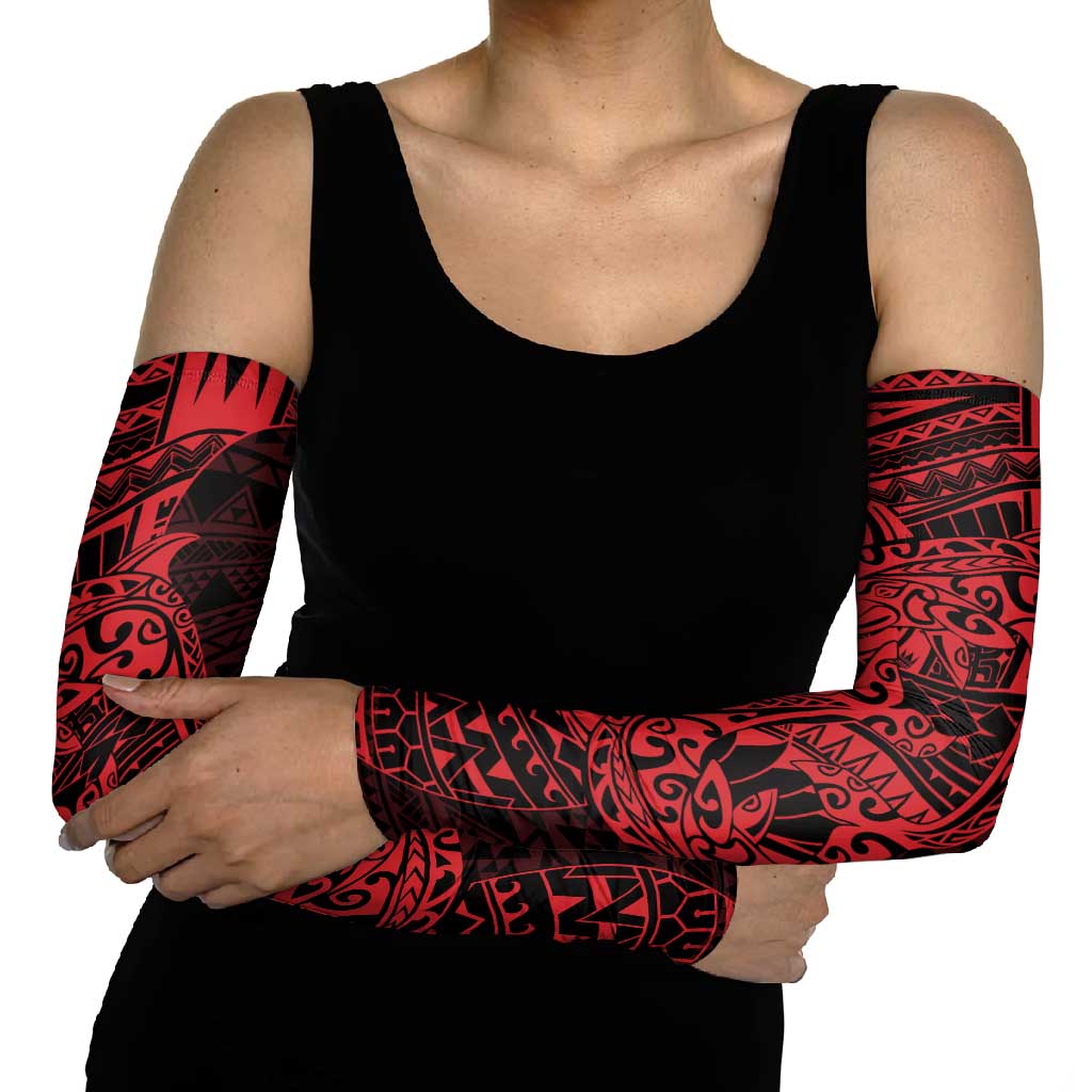 Red Couple Dolphins Maori Polynesian Style Arm Sleeves - Polynesian Pride