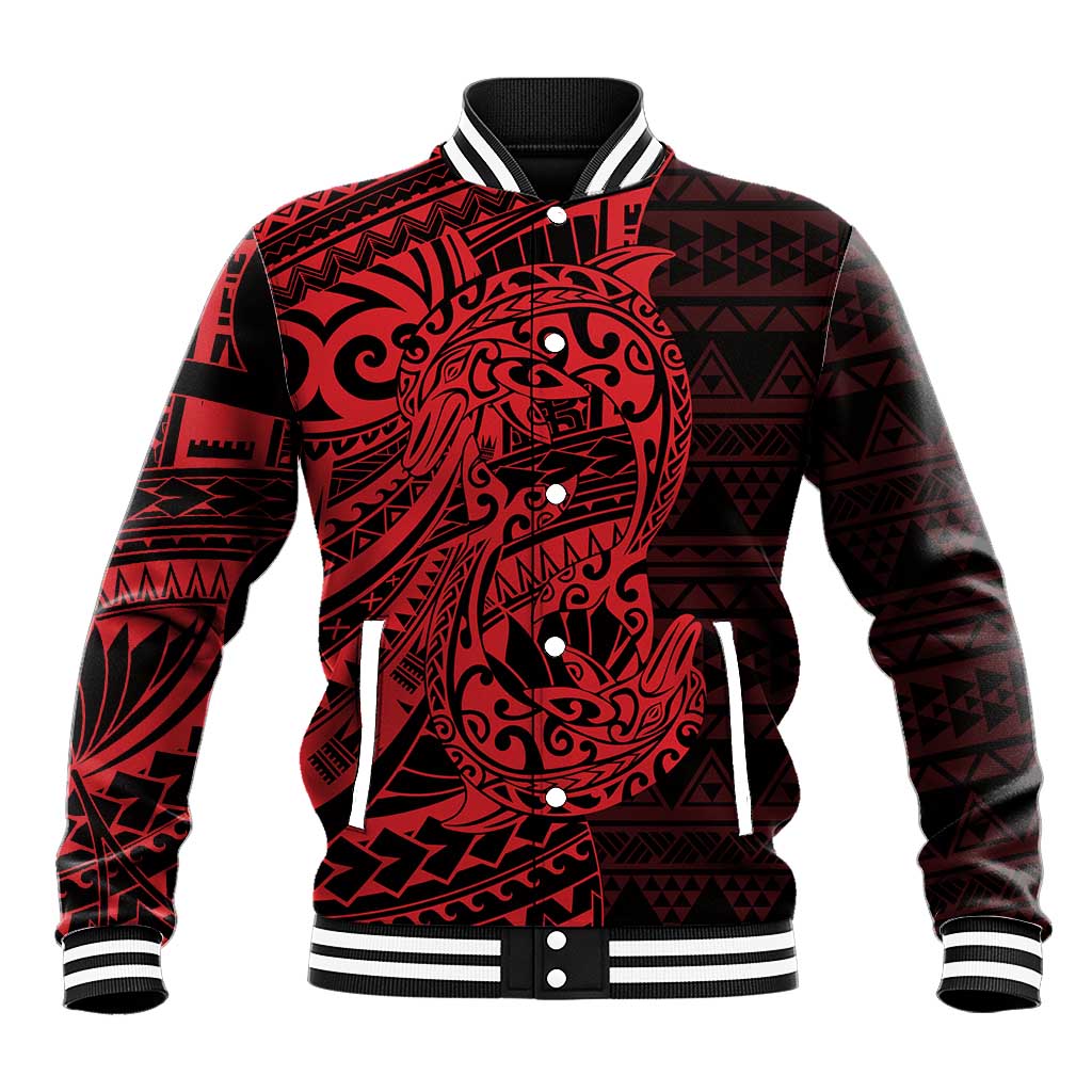 Red Couple Dolphins Maori Polynesian Style Baseball Jacket LT9 Unisex Red - Polynesian Pride