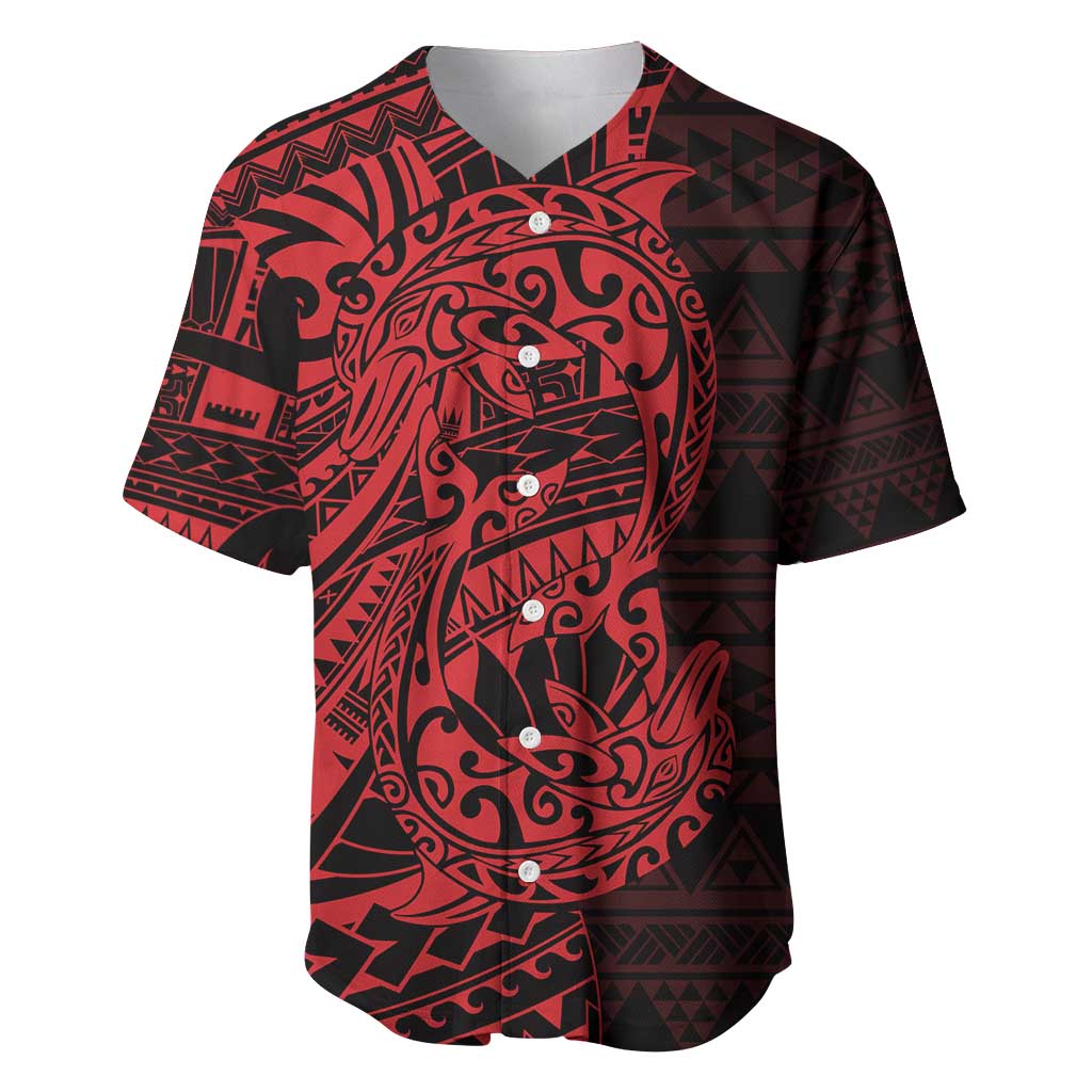 Red Couple Dolphins Maori Polynesian Style Baseball Jersey LT9 Red - Polynesian Pride