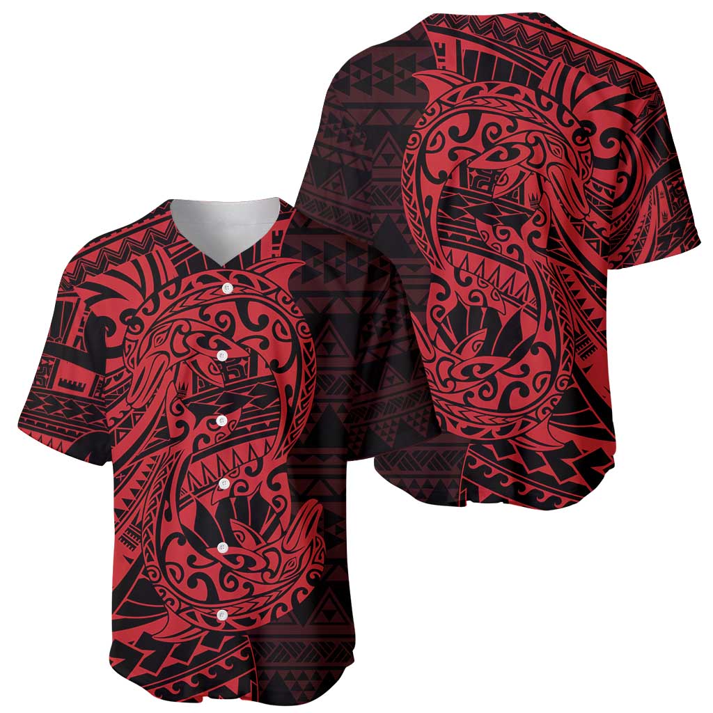 Red Couple Dolphins Maori Polynesian Style Baseball Jersey LT9 - Polynesian Pride