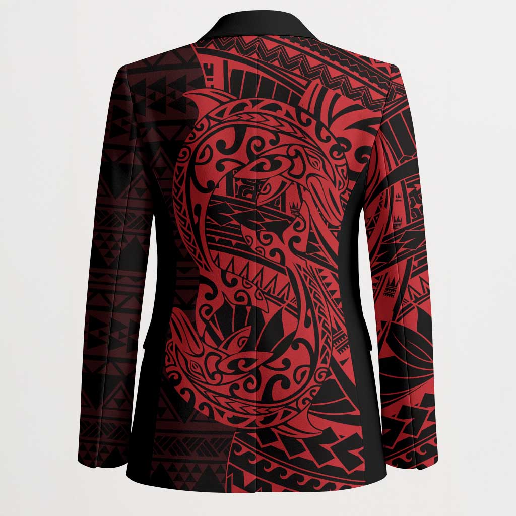 Red Couple Dolphins Maori Polynesian Style Blazer - Polynesian Pride