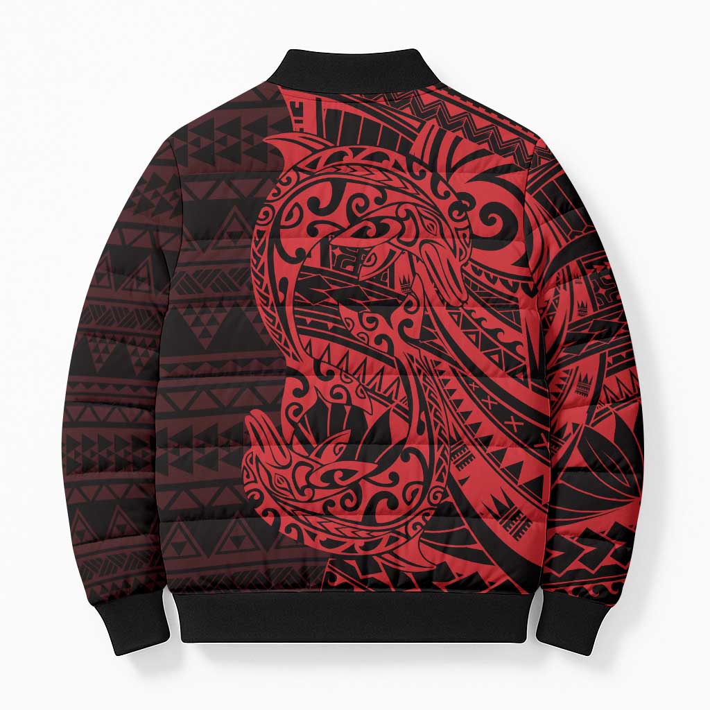 Red Couple Dolphins Maori Polynesian Style Bomber Puffer Jacket - Polynesian Pride