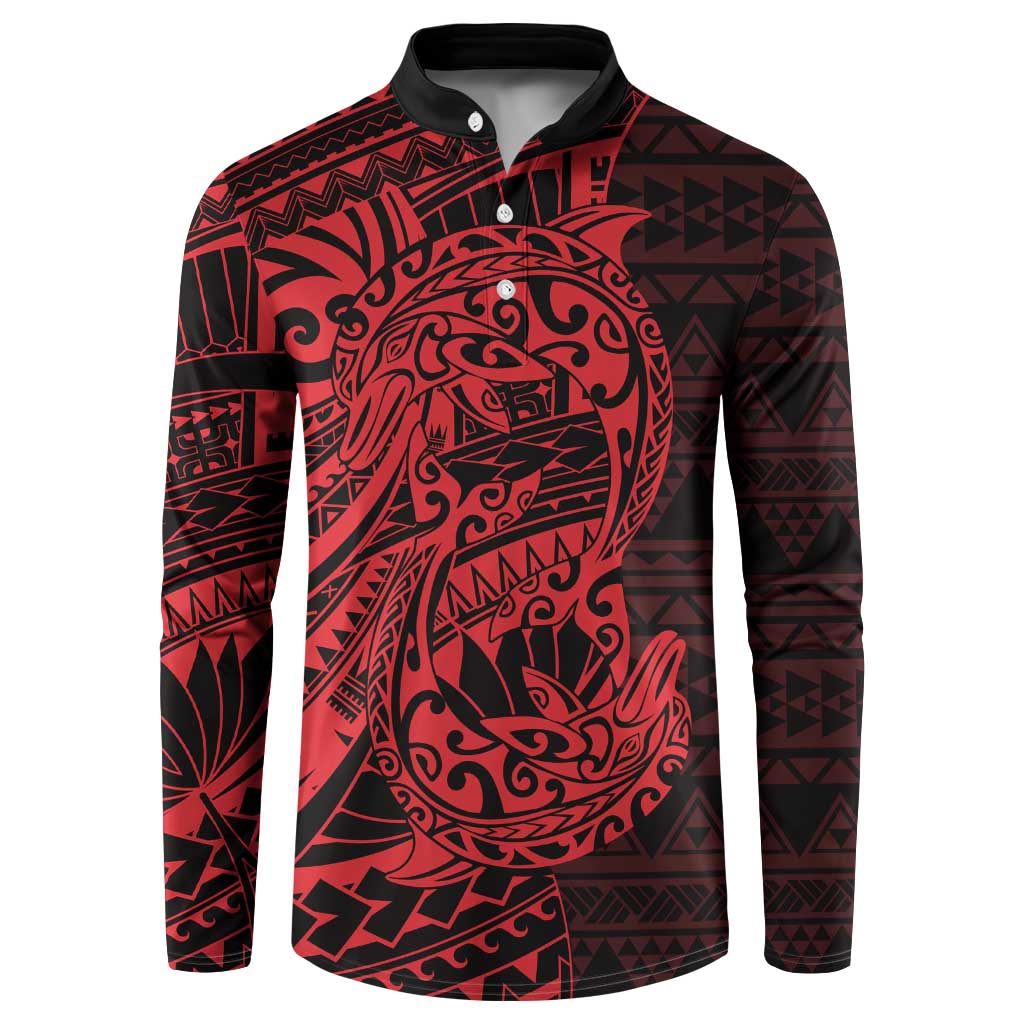 Red Couple Dolphins Maori Polynesian Style Button Sweatshirt LT9 Red - Polynesian Pride
