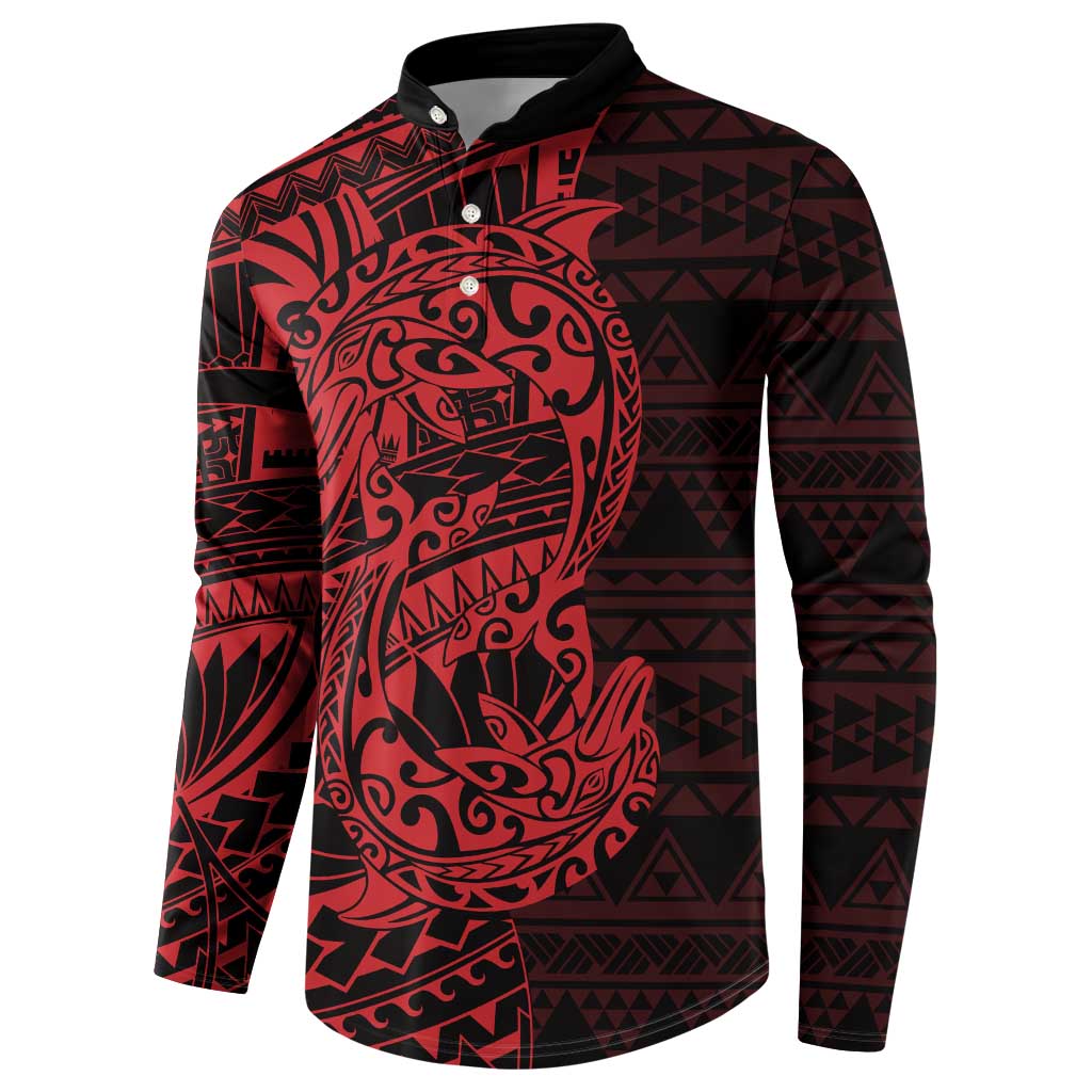 Red Couple Dolphins Maori Polynesian Style Button Sweatshirt LT9 - Polynesian Pride