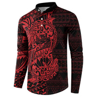 Red Couple Dolphins Maori Polynesian Style Button Sweatshirt LT9 - Polynesian Pride