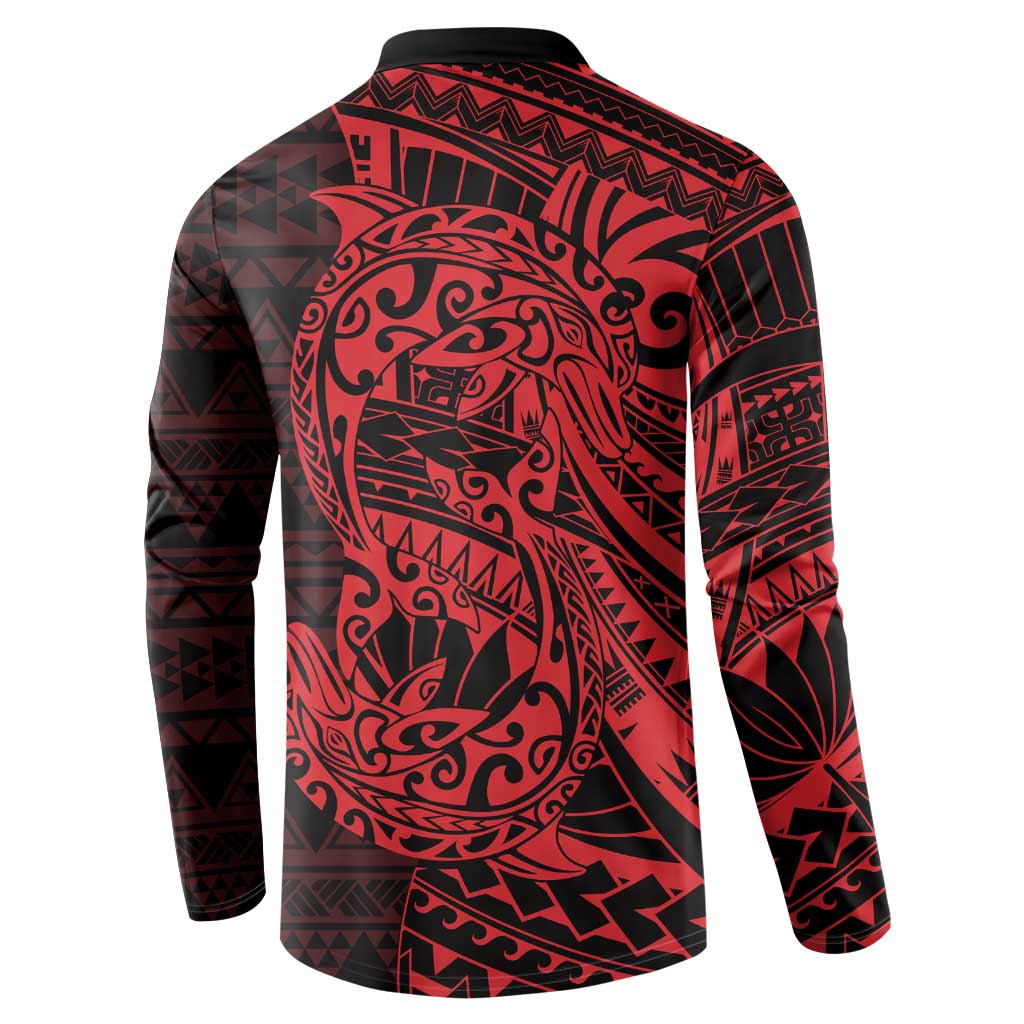 Red Couple Dolphins Maori Polynesian Style Button Sweatshirt LT9 - Polynesian Pride