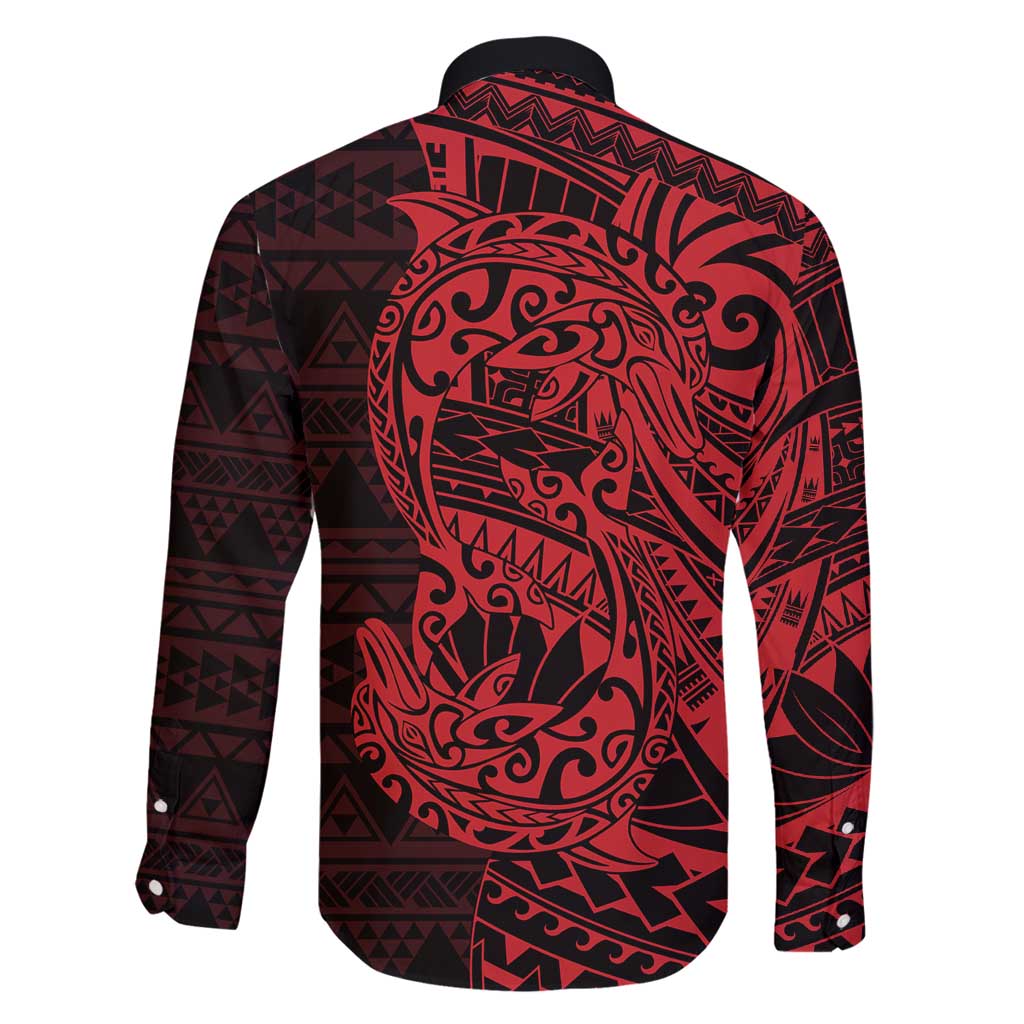 Red Couple Dolphins Maori Polynesian Style Family Matching Puletasi and Hawaiian Shirt LT9 - Polynesian Pride