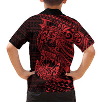 Red Couple Dolphins Maori Polynesian Style Kid Hawaiian Shirt LT9 - Polynesian Pride